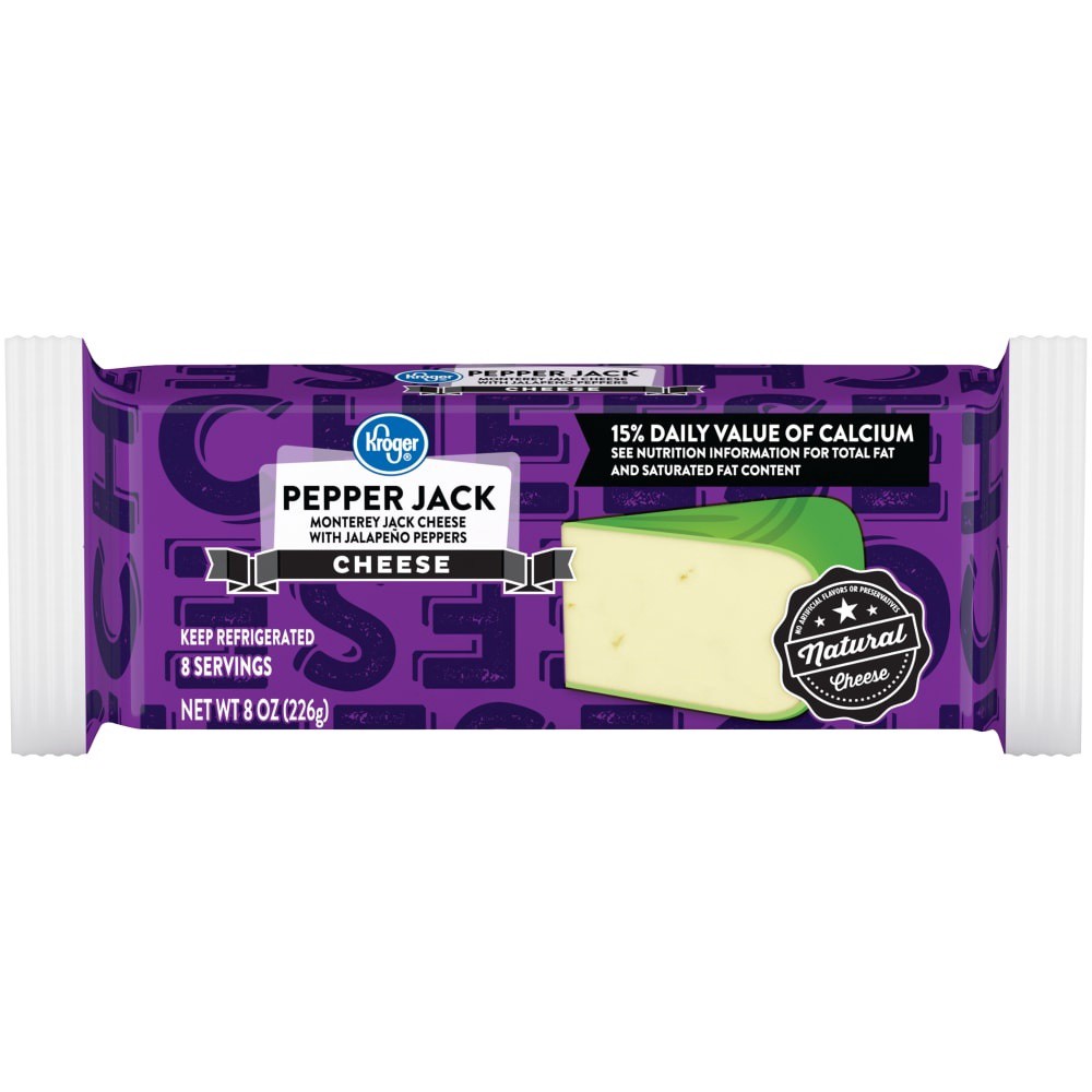 slide 1 of 2, Kroger Pepper Jack Cheese Bar, 8 oz