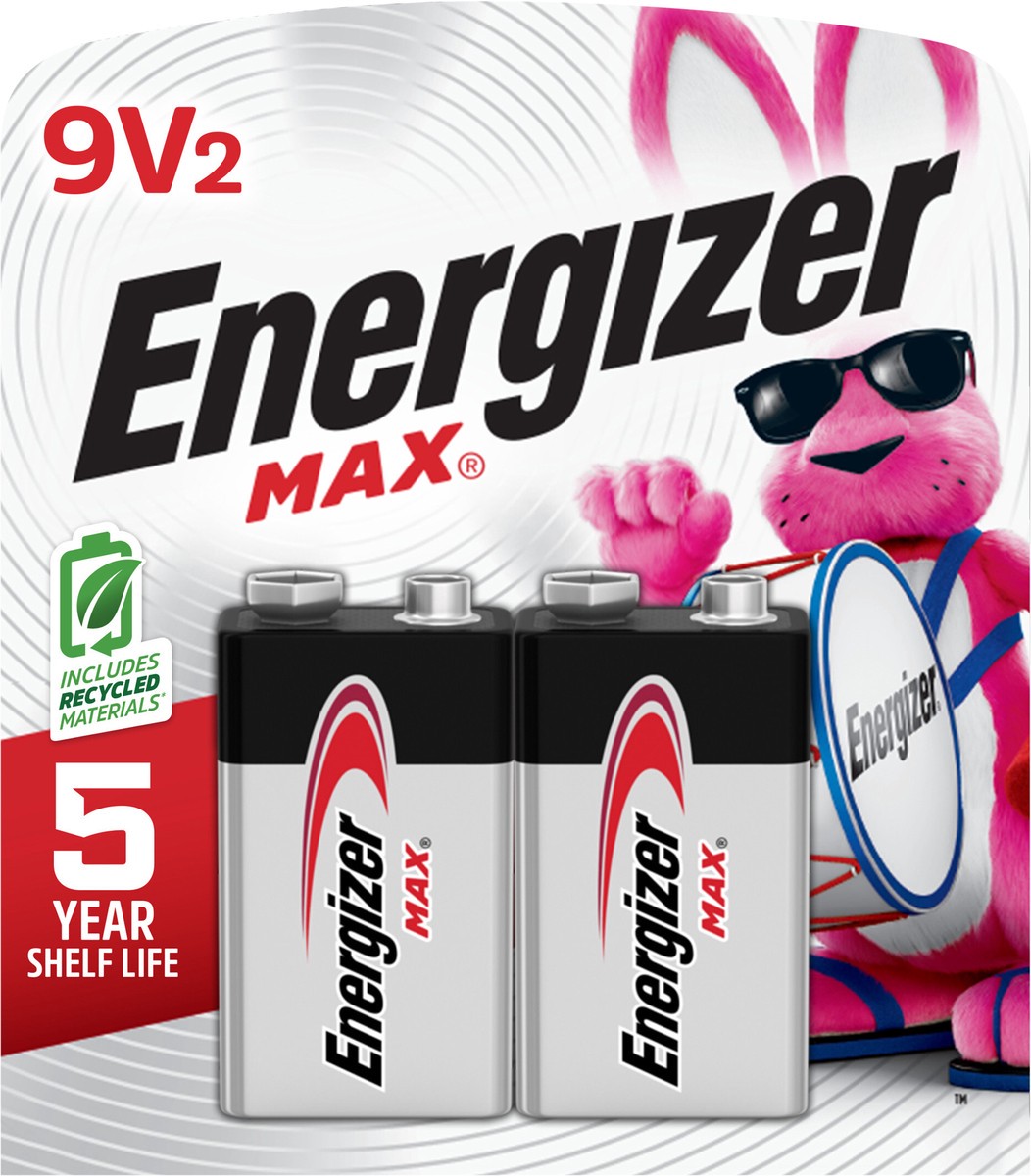 slide 3 of 3, Energizer MAX 9V Batteries (2 Pack), 9 Volt Alkaline Batteries, 2 ct