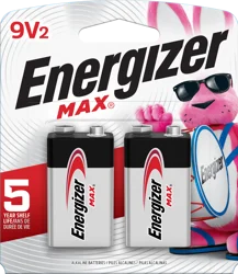 Energizer MAX 9V Batteries (2 Pack), 9 Volt Alkaline Batteries