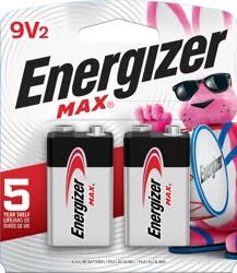 Energizer MAX 9V Batteries (2 Pack), 9 Volt Alkaline Batteries