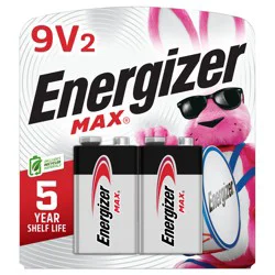 Energizer MAX 9V Batteries (2 Pack), 9 Volt Alkaline Batteries