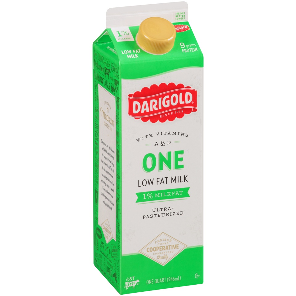 slide 2 of 8, Darigold 1% Lowfat Milk, 1 qt