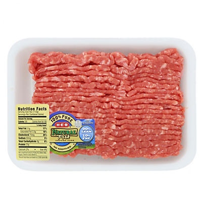 slide 1 of 1, H-E-B Natural Ground Pork 90%, per lb