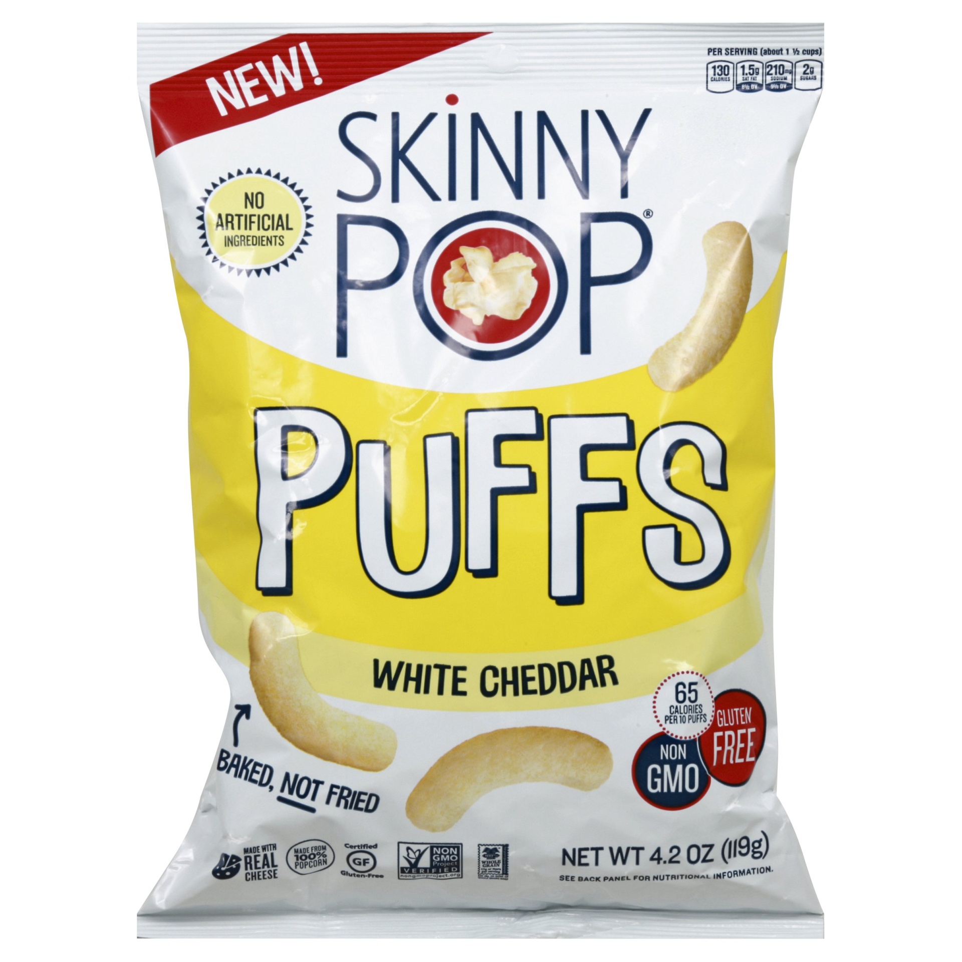 slide 1 of 2, SkinnyPop Puffs White Cheddar, 4.2 oz