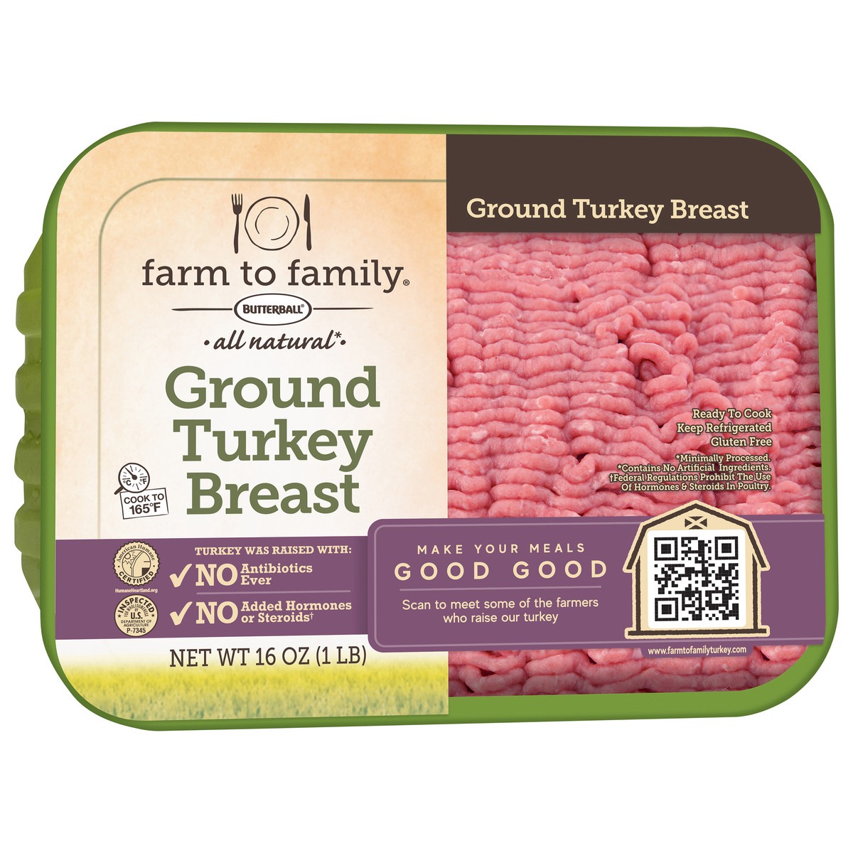 slide 2 of 9, Butterball All Natural Ground Turkey Breast 16 oz, 16 oz