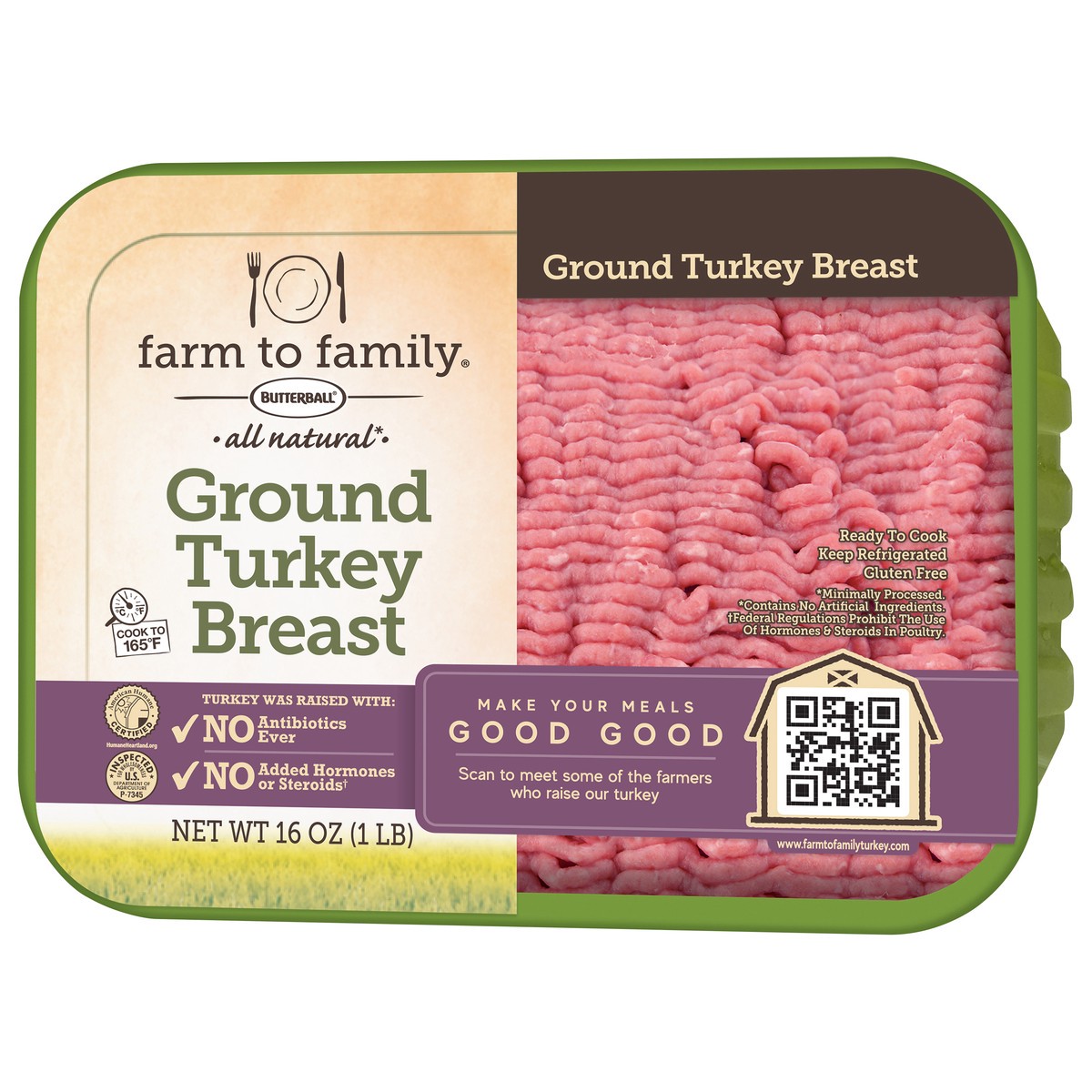 slide 3 of 9, Butterball All Natural Ground Turkey Breast 16 oz, 16 oz