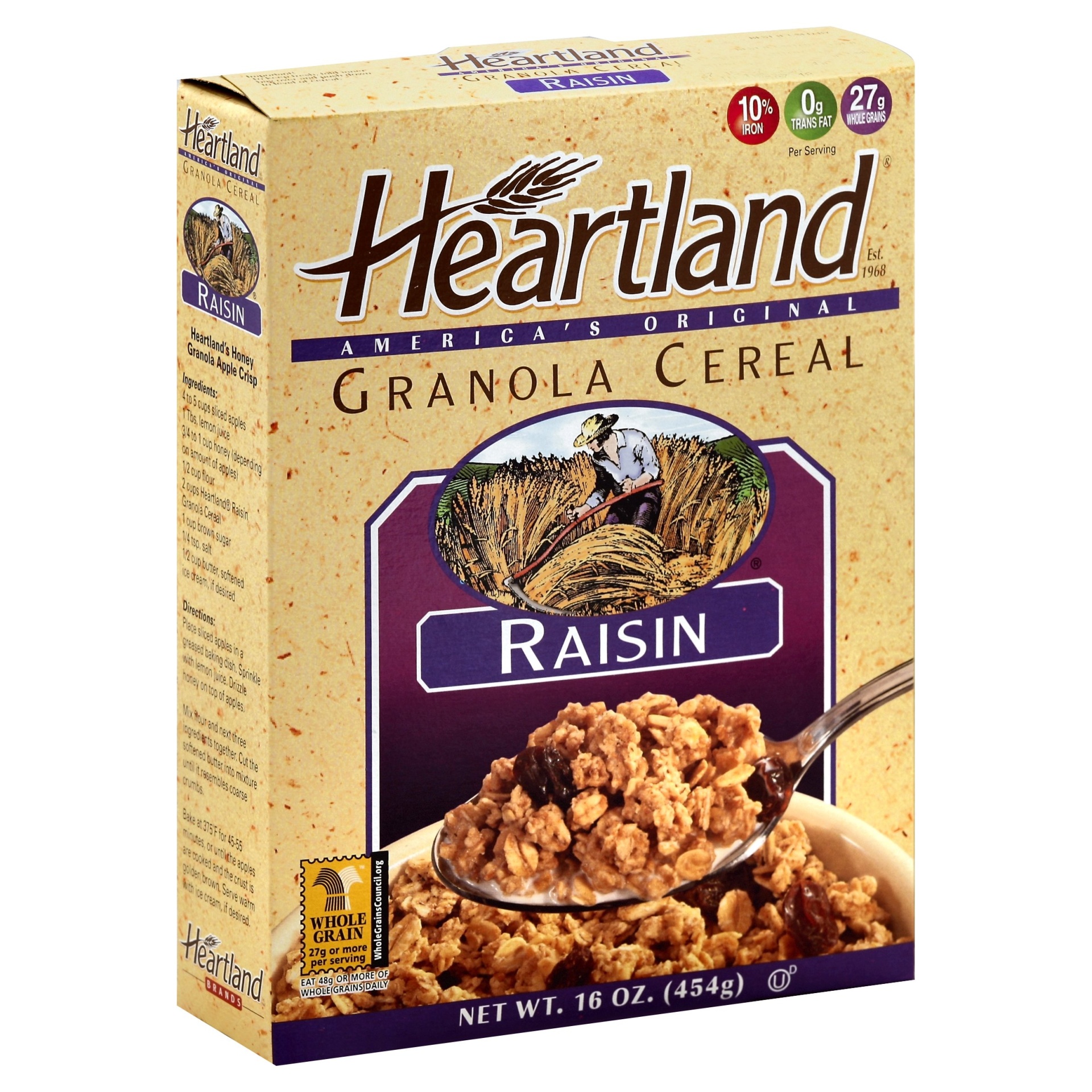 slide 1 of 2, Heartland Raisin Granola Cereal, 16 oz
