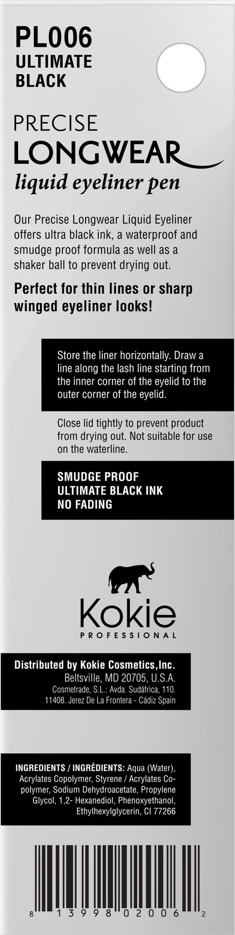 slide 2 of 2, Kokie Precise Longwear Ultimate Black Waterproof Liquid Eyeliner, 1 ct