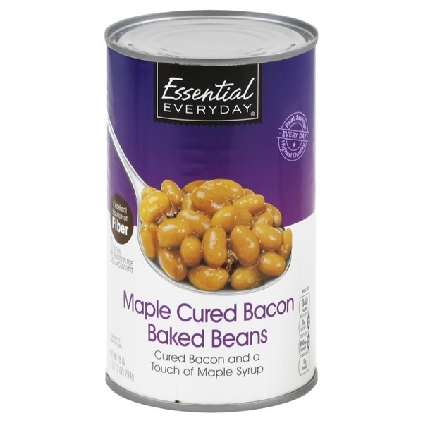 slide 1 of 1, Essential Everyday Bacon Mapled Cured Baked Beans, 28 oz
