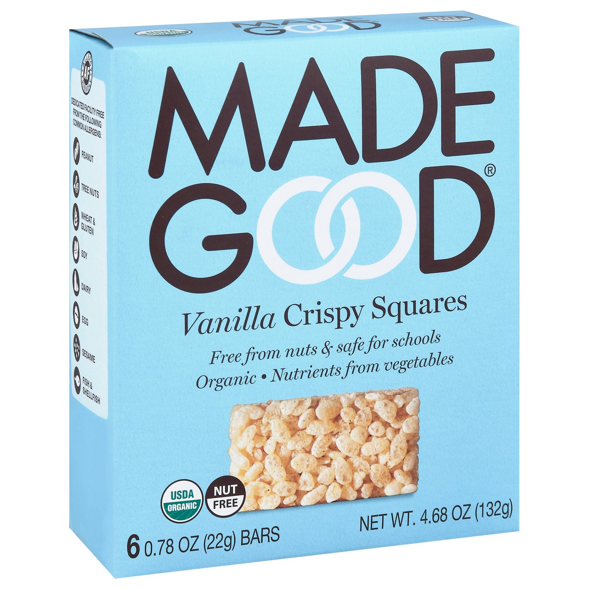 slide 1 of 9, MadeGood Vanilla Crispy Squares 6 - 0.78 oz Bars, 6 ct