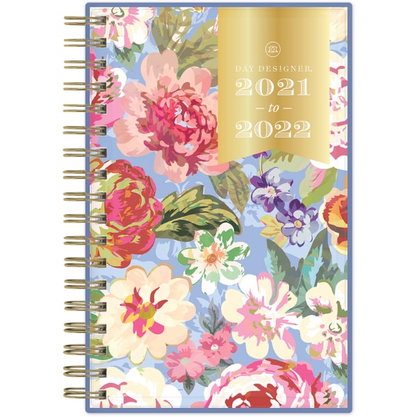 slide 1 of 8, Blue Sky Day Designer Weekly/Monthly Planner, 3-1/8'' X 6-5/8'', Bouquet, July 2021 To June 2022, 127389, 1 ct