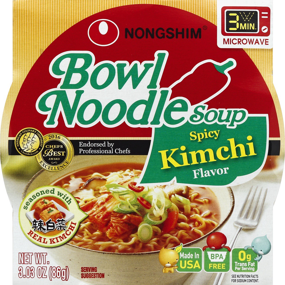 slide 4 of 4, Nongshim Hot & Spicy Flavor Bowl Noodles 3.03 oz, 3.03 oz