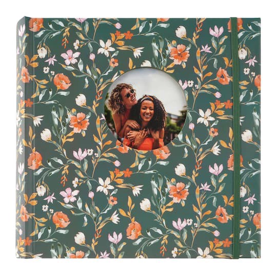 slide 1 of 2, 8.6" X 8.6" Green Floral Photo Album By Recollections, 8.6 in x 8.6 in