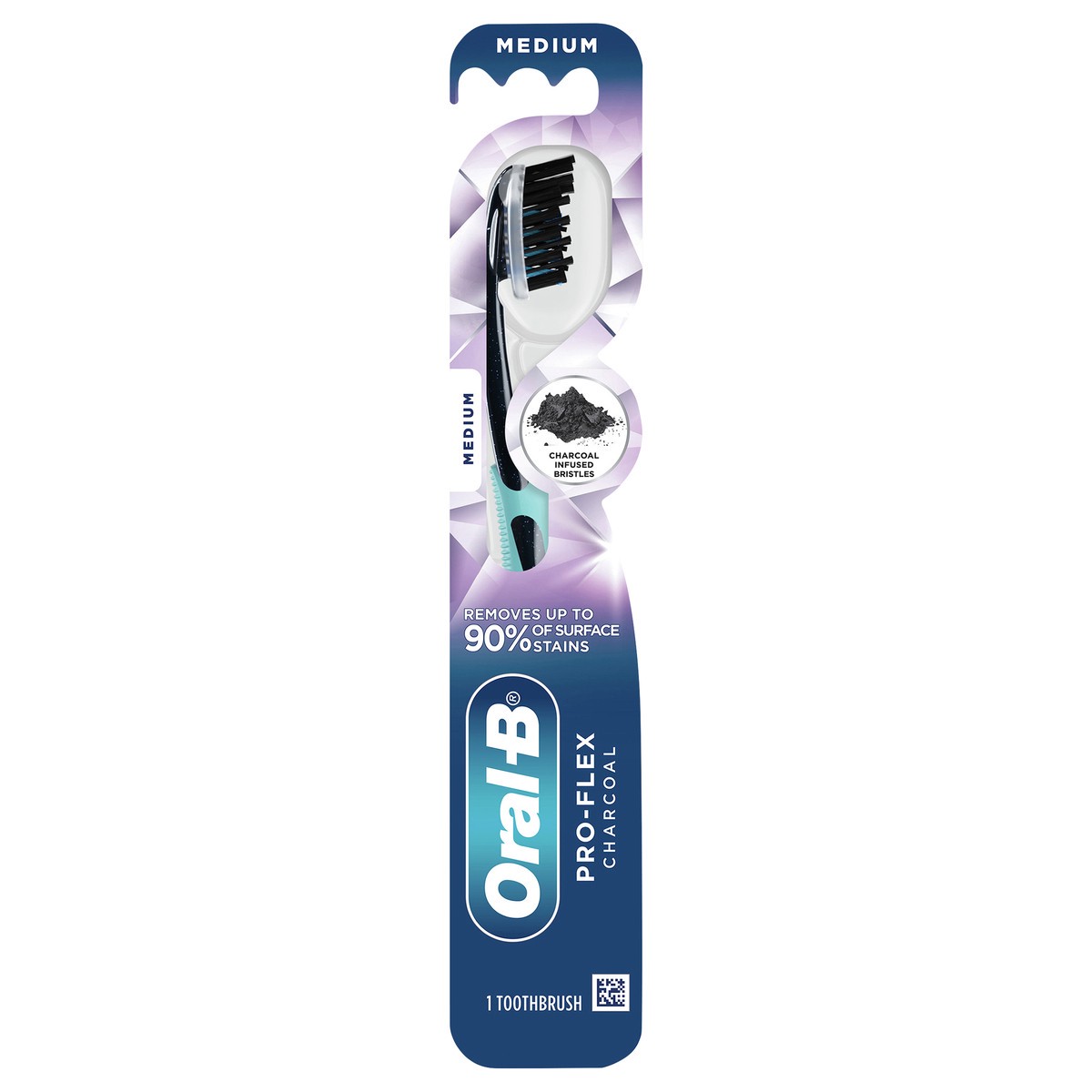 slide 1 of 2, Oral-B Pro-Flex Charcoal Manual Toothbrush, Medium, 1 Count, 1 ea