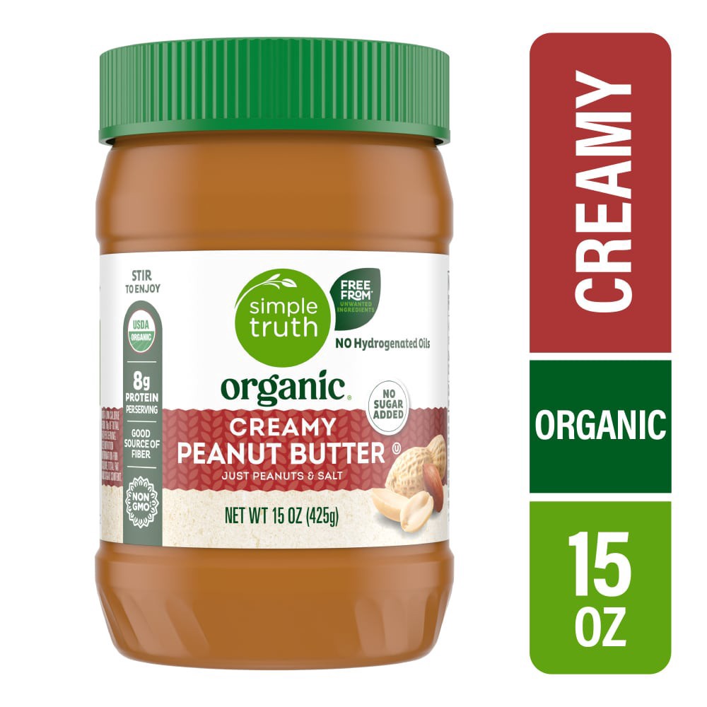 slide 1 of 6, Simple Truth Organic Creamy Unstabilized Peanut Butter, 15 oz