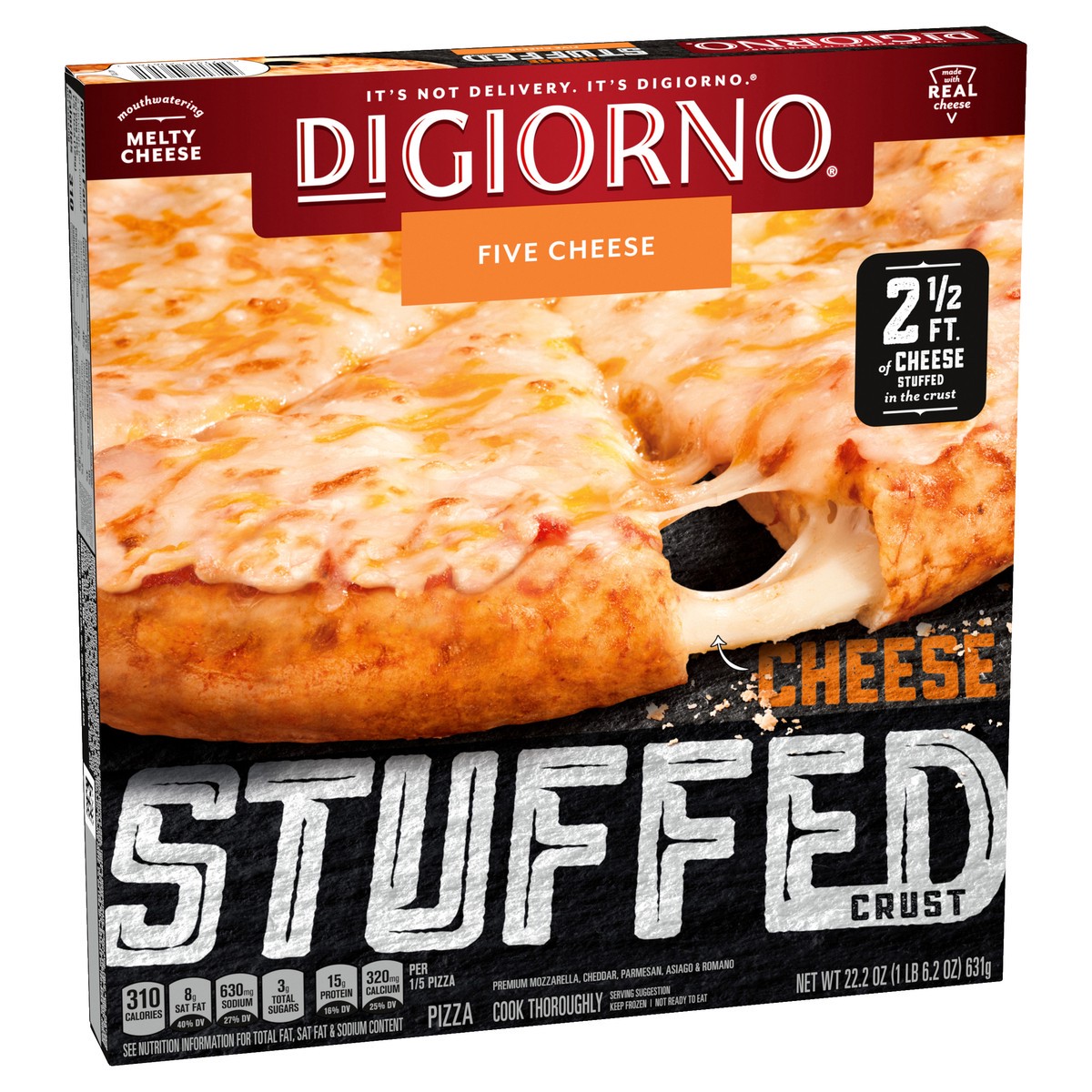 slide 4 of 12, DIGIORNO Frozen Pizza - Five Cheese Pizza - Stuffed Crust Pizza, 22.2 oz