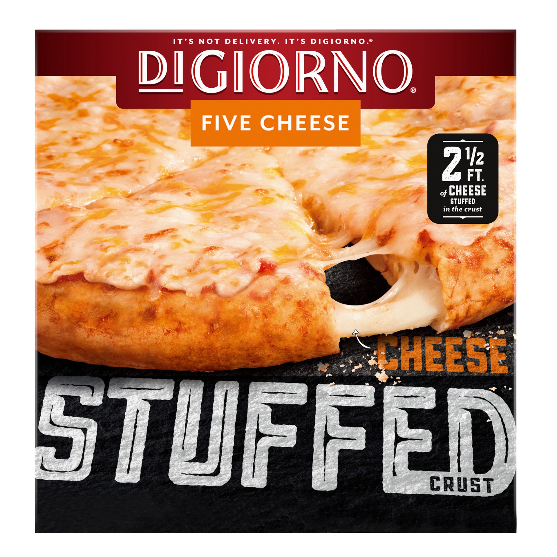 slide 1 of 12, DIGIORNO Frozen Pizza - Five Cheese Pizza - Stuffed Crust Pizza, 22.2 oz