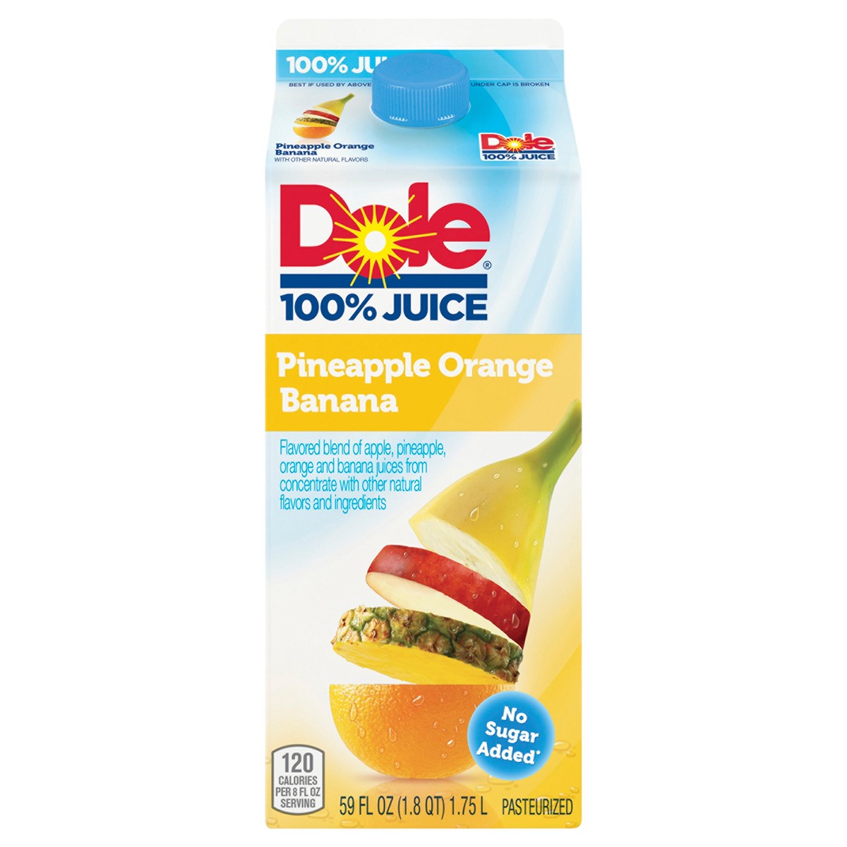 slide 1 of 9, Dole 100% Juice Blend, Pineapple Orange Banana Flavored, 59 Fl Oz, Carton, 59 fl oz