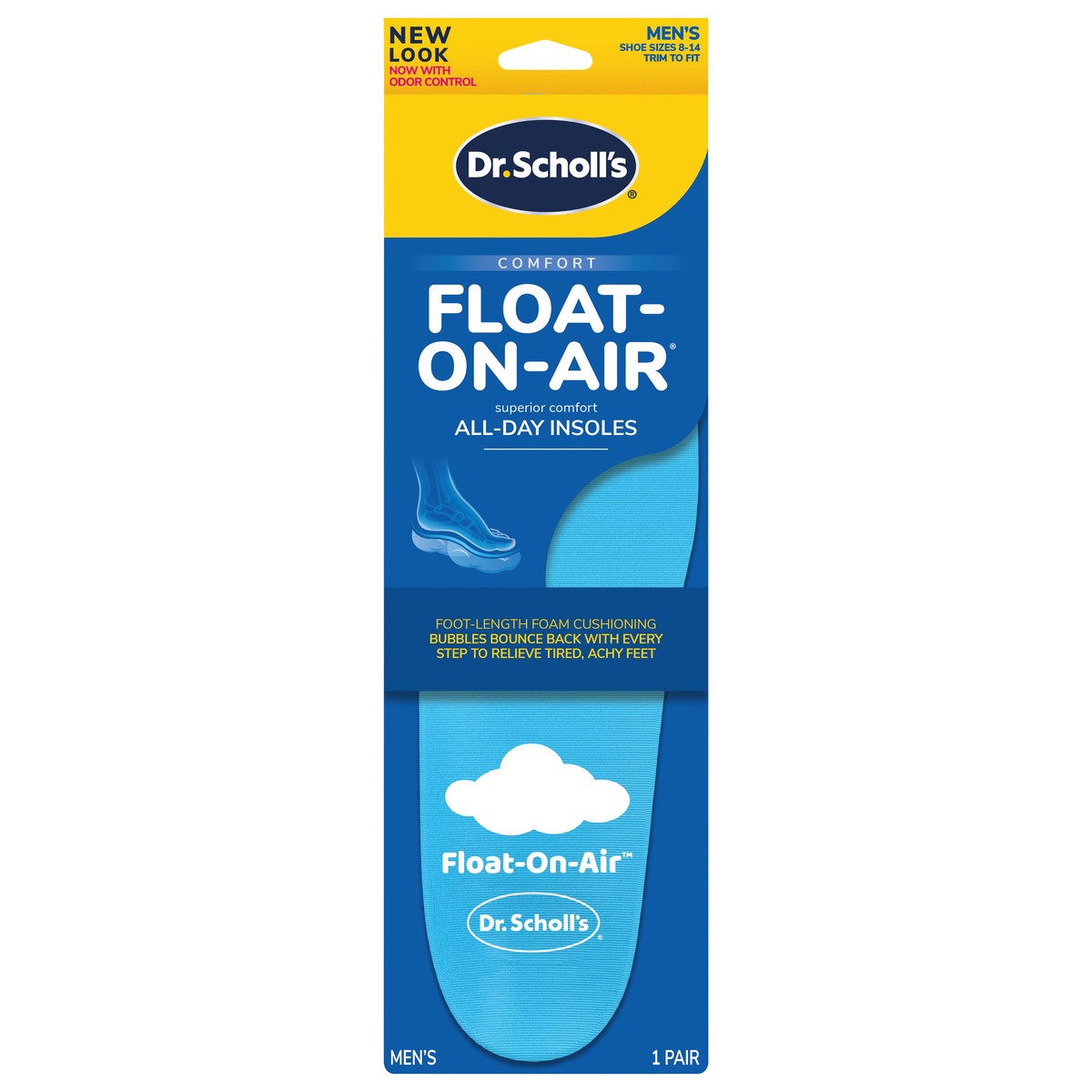 slide 1 of 7, Dr. Scholl's Float-On-Air Comfort Insoles, Men, 1 Pair, Full Length, 1 ct