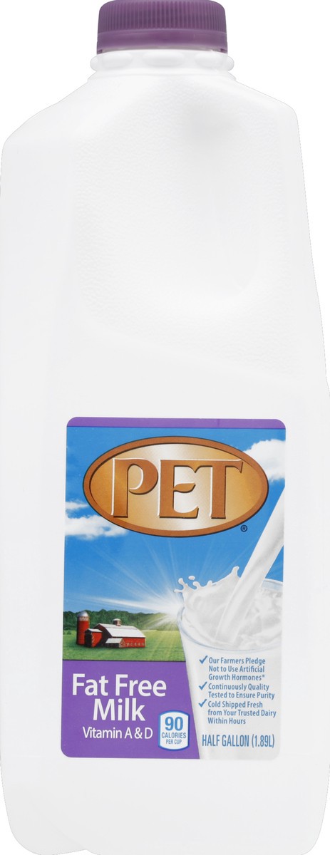 slide 3 of 5, PET Dairy Dairy Fat Free Milk with Vitamin A and D, Skim Milk Half Gallon - 1 Jug, 1/2 gal