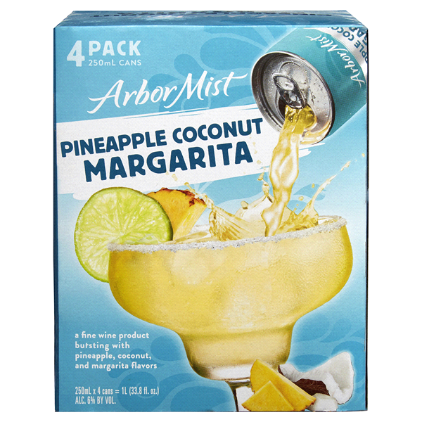 slide 1 of 1, Arbor Mist Pineapple Coconut Margarita, 4 ct; 250 ml