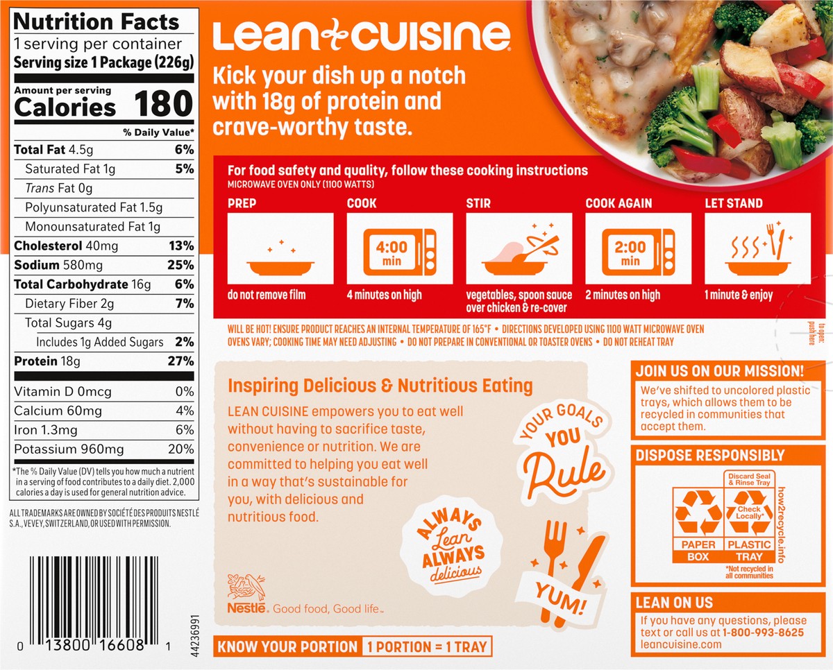 slide 5 of 9, Lean Cuisine Frozen Meal Herb Roasted Chicken, Protein Kick Microwave Meal, Microwave Chicken Dinner, Frozen Dinner for One, 8 oz