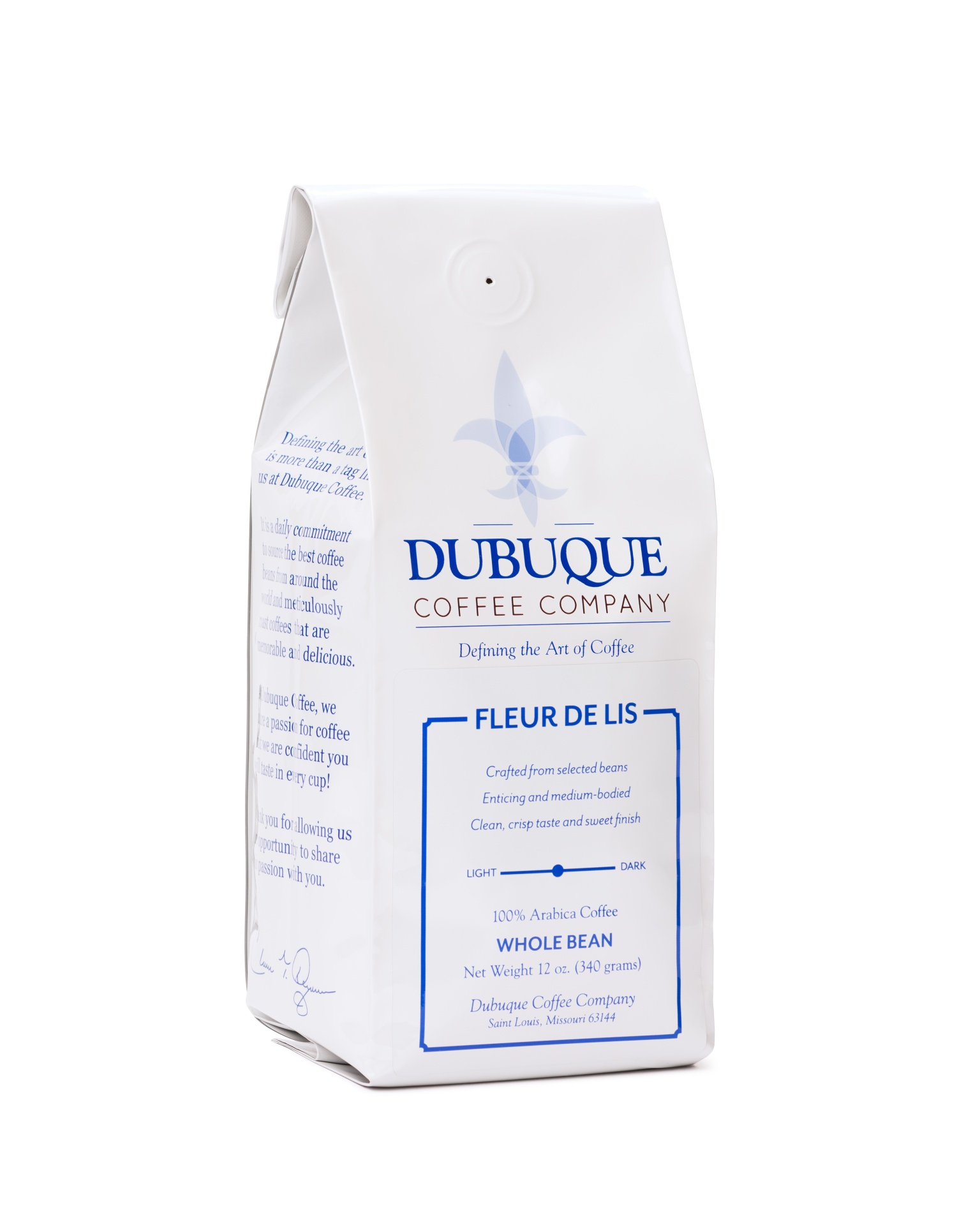 slide 1 of 1, Dubuque Fleur De Lis Whole Bean - 12 oz, 12 oz