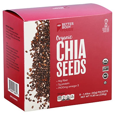 slide 1 of 1, BetterBody Foods Organic Chia Seeds Packets, 8 ct