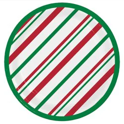 Holiday Home 8.5-Inch Round Paper Plates - Candy Stripe