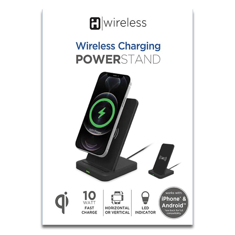 slide 1 of 1, iHome 10-Watt Wireless Charging Power Stand - Black, 1 ct