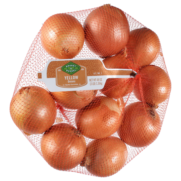 slide 1 of 1, Basket & Bushel Yellow Onions, 3 lb