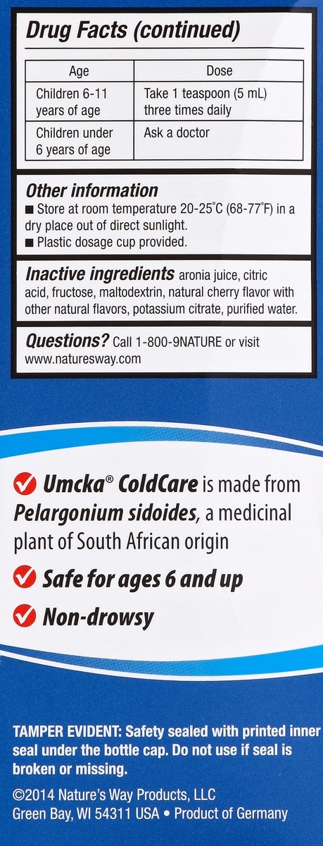 slide 4 of 4, Nature's Way Umcka Kids Cold Relief Syrup, 4 fl oz