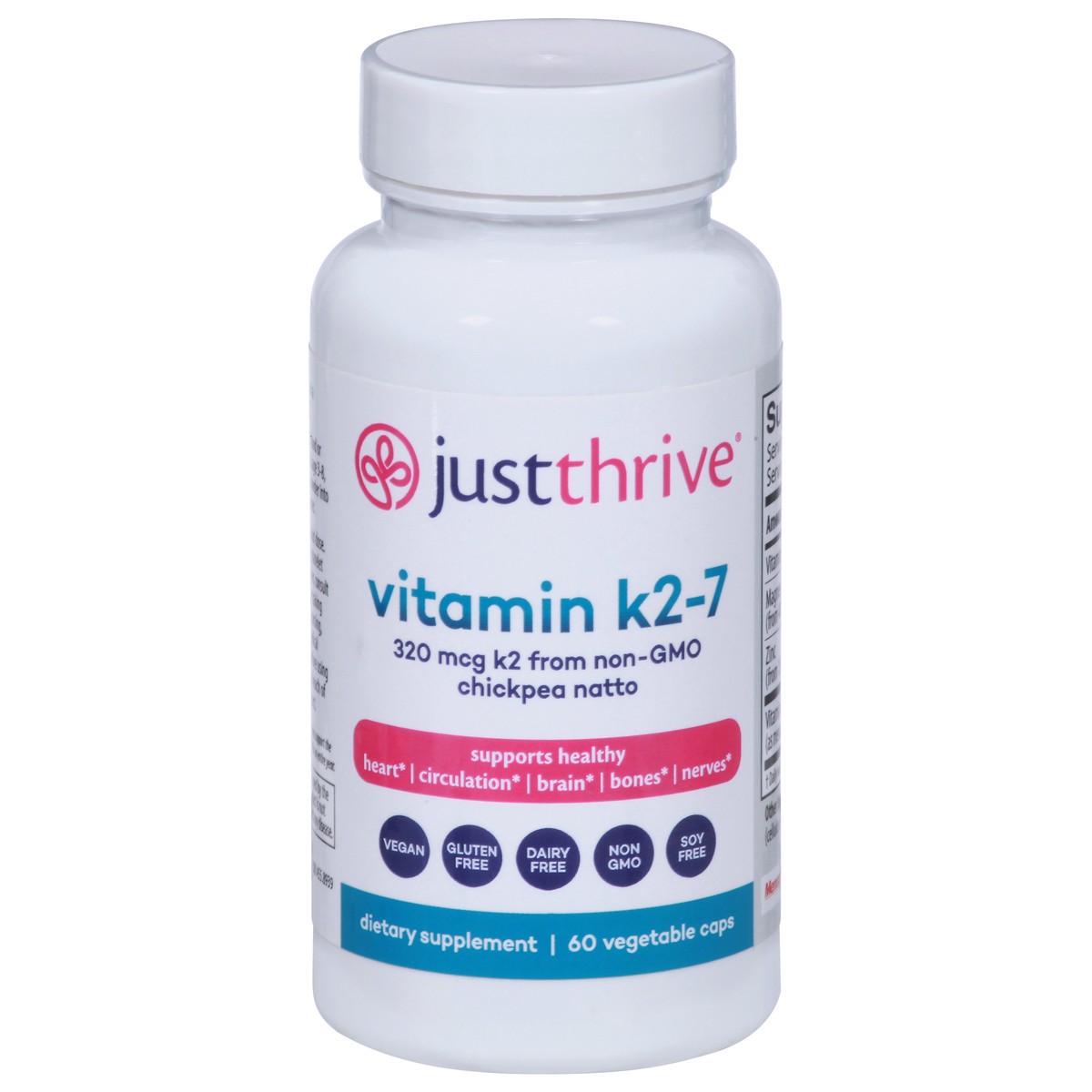 slide 1 of 13, JustThrive 320 mcg Vitamin K2-7 60 Vegetable Caps, 60 ct