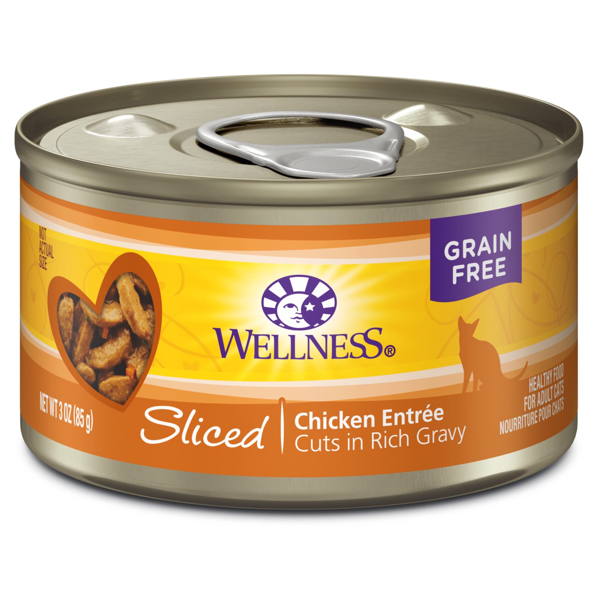 slide 1 of 8, Wellness Cat Food Can Sliced Chicken Entree, 1 ct