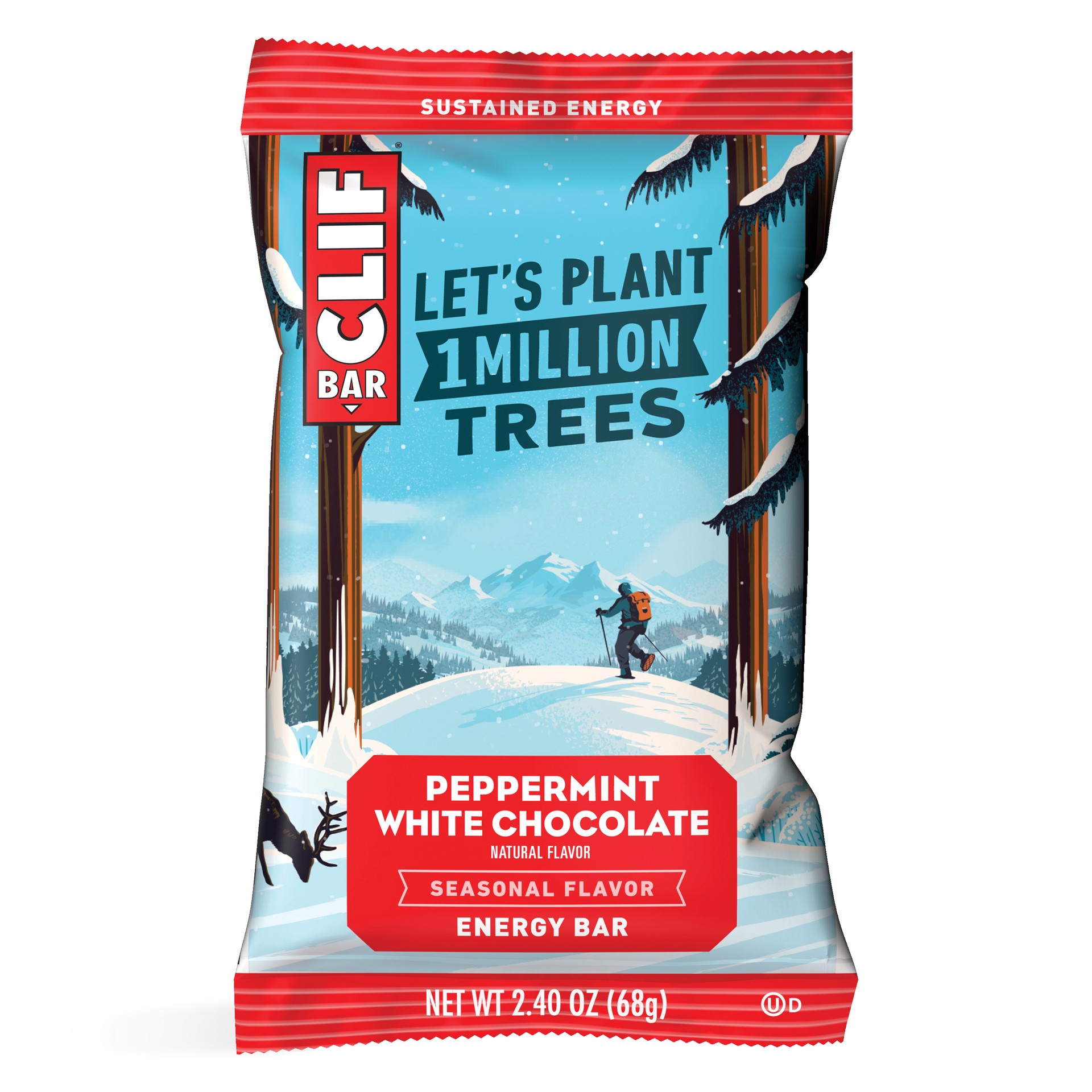 slide 1 of 11, CLIF BAR - Peppermint White Chocolate Flavor - Made with Organic Oats - 11g Protein - Non-GMO - Plant Based - Seasonal Energy Bar - 2.4 oz., 2.4 oz