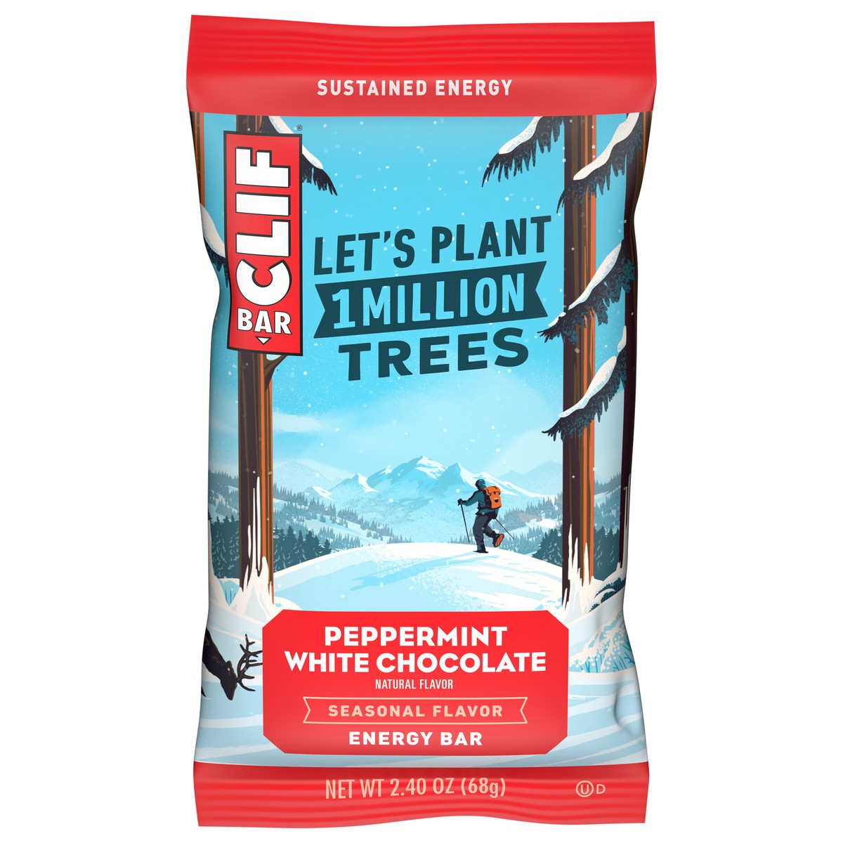 slide 6 of 11, CLIF BAR - Peppermint White Chocolate Flavor - Made with Organic Oats - 11g Protein - Non-GMO - Plant Based - Seasonal Energy Bar - 2.4 oz., 2.4 oz