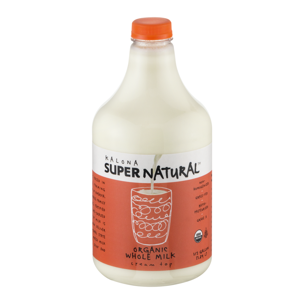 slide 1 of 1, Kalona Super Natural Organic Whole Milk, 1/2 gal