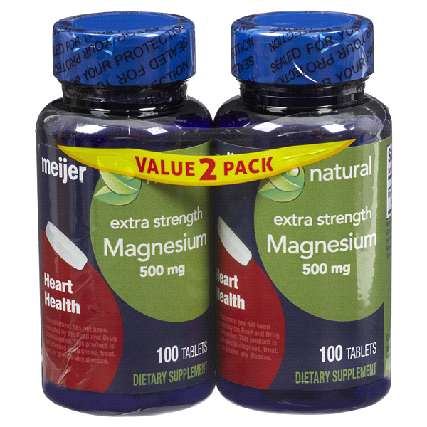 slide 1 of 5, Meijer Twin Magnesium 500 MG TabsX 2, 100 ct