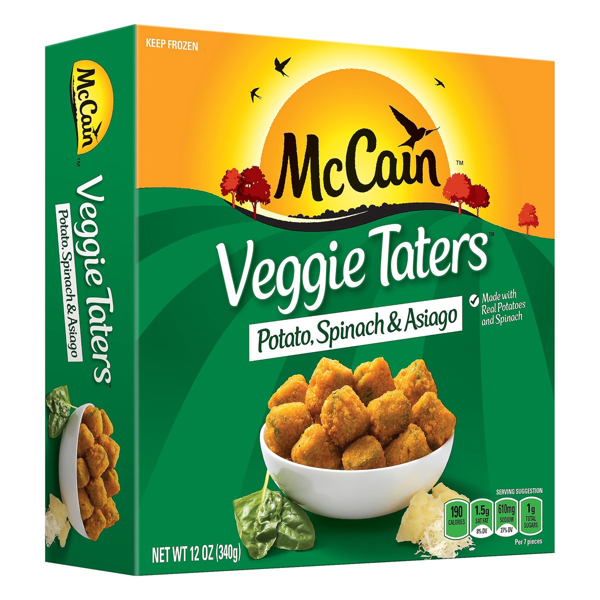 slide 2 of 8, McCain Potato, Spinach & Asiago Veggie Taters 12 oz, 12 oz