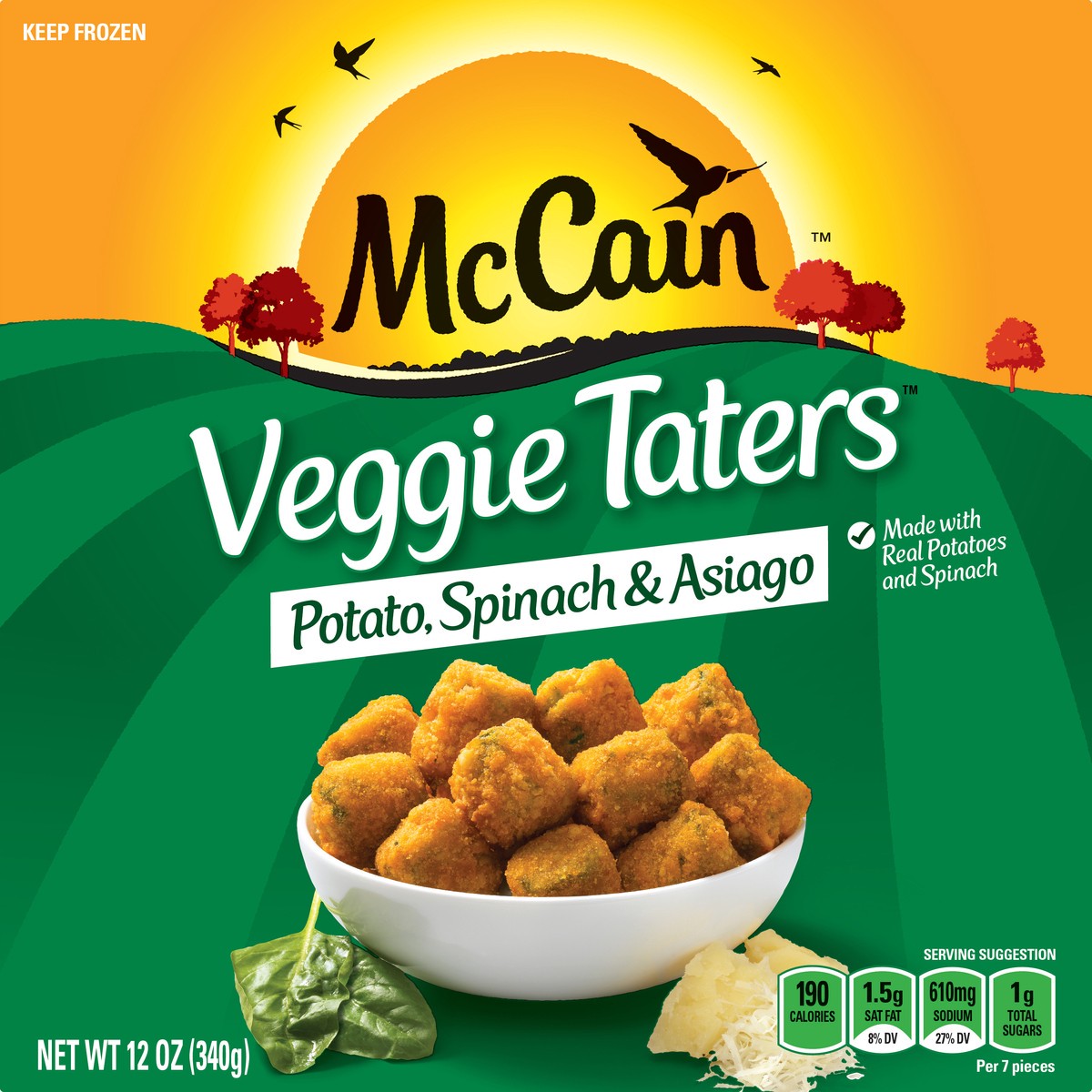 slide 8 of 8, McCain Potato, Spinach & Asiago Veggie Taters 12 oz, 12 oz