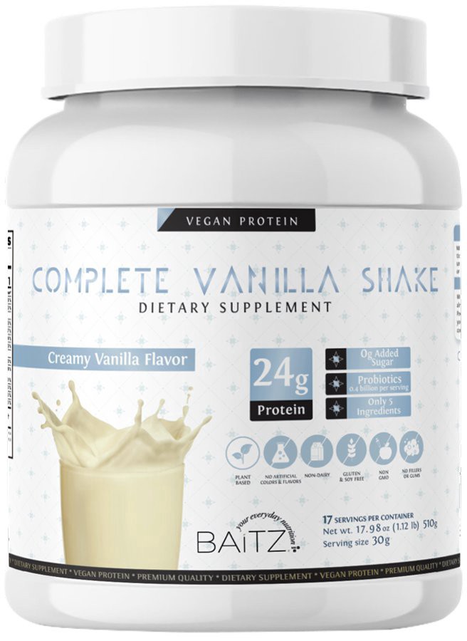 slide 1 of 1, Baitz Complete Vanilla Vegan Protein Powder Drink Mix, 17.98 oz