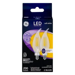 GE Soft White 25W Replacement LED Light Bulbs Decorative Bent Tip Candelabra Base CAC )