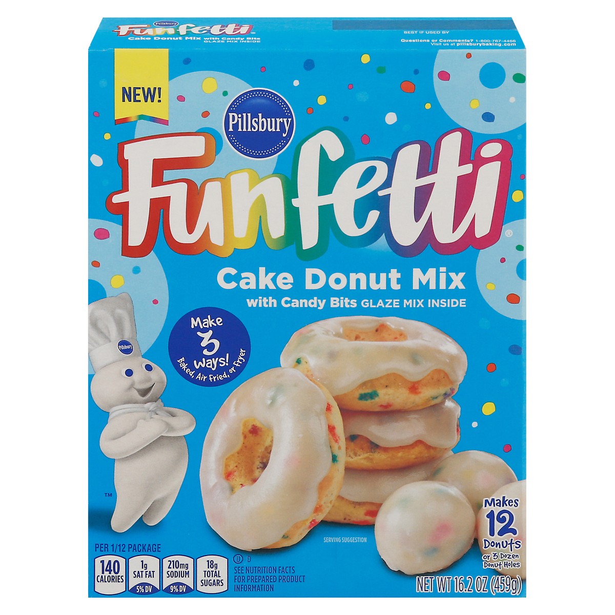 slide 1 of 2, Pillsbury Funfetti Cake Donut Mix 16.2 oz, 16.2 oz