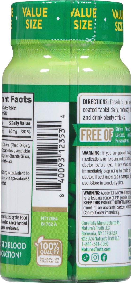 slide 12 of 13, Nature's Truth Iron 240 Tablets Value Size, 240 ct