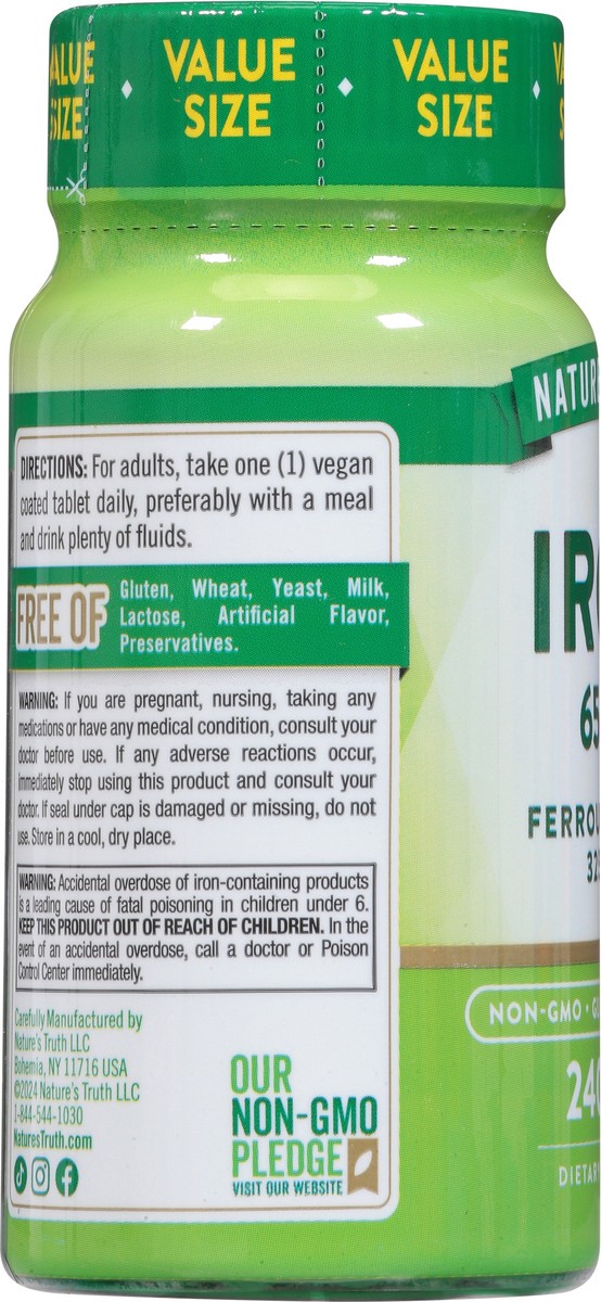 slide 4 of 13, Nature's Truth Iron 240 Tablets Value Size, 240 ct