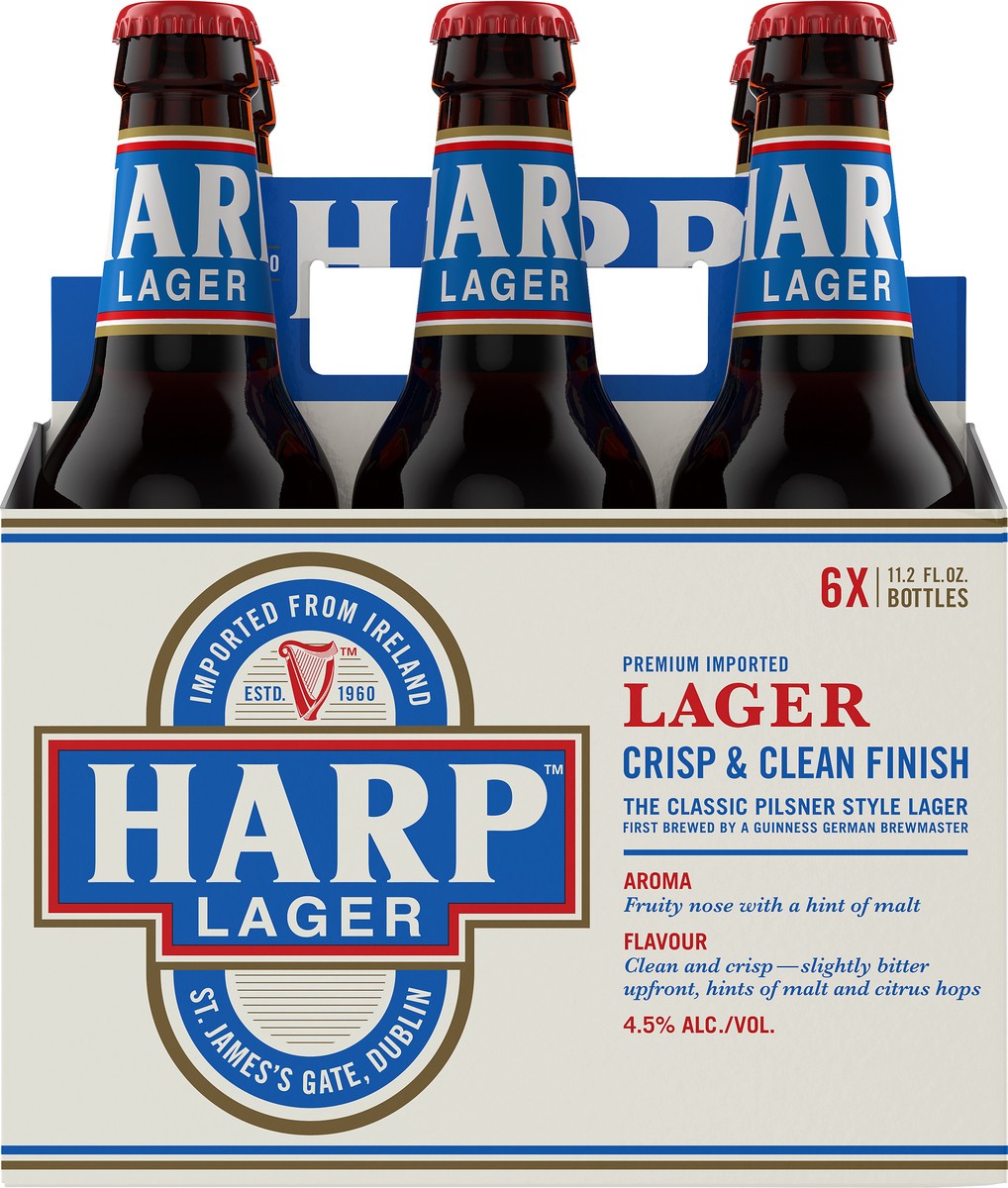 slide 1 of 16, Harp Lager Lager Beer, 6 Pack 11.2 fl oz Bottles, 6 ct; 12 oz