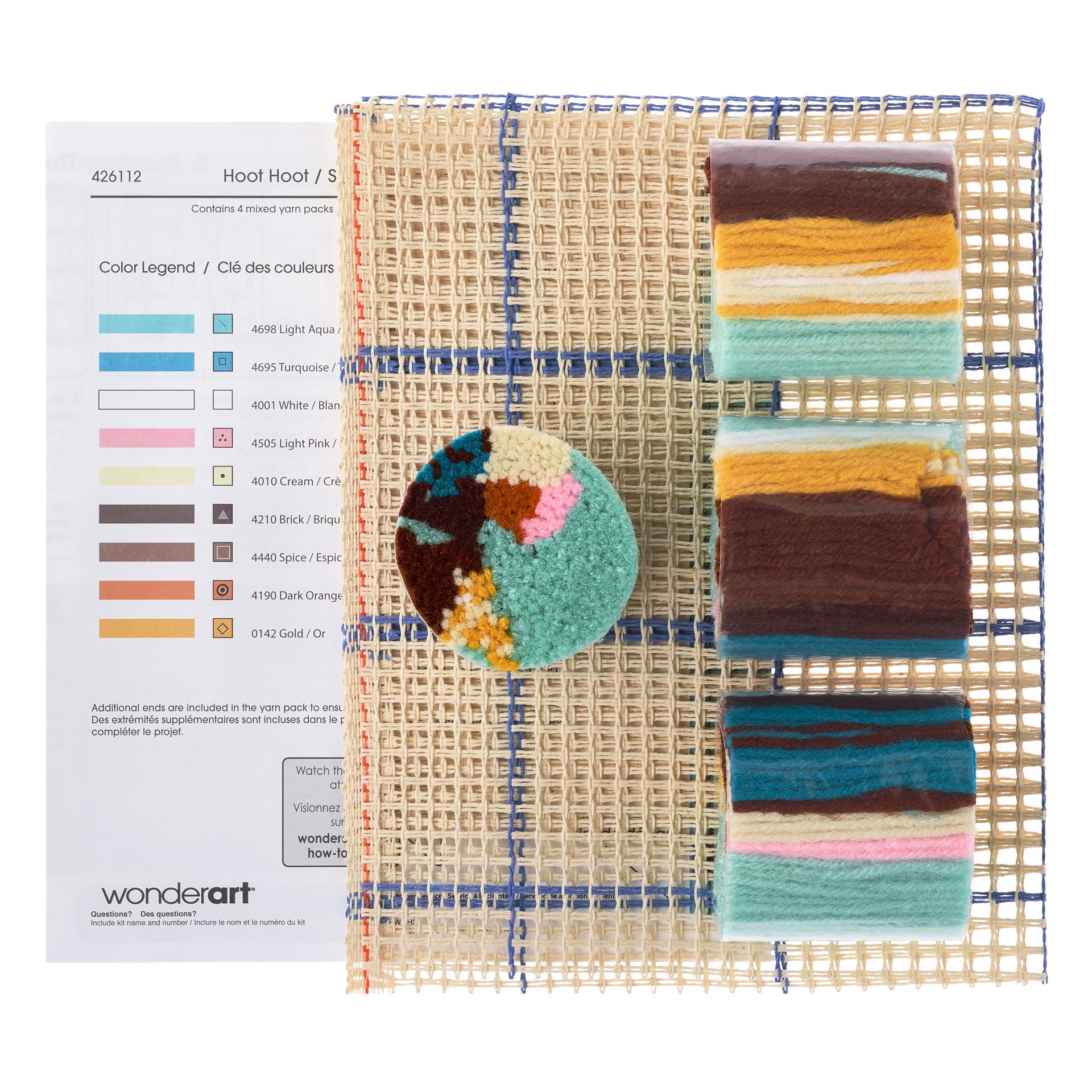 slide 2 of 5, Wonderart Hoot Hoot Latch Hook Kit, 12 in x 12 in