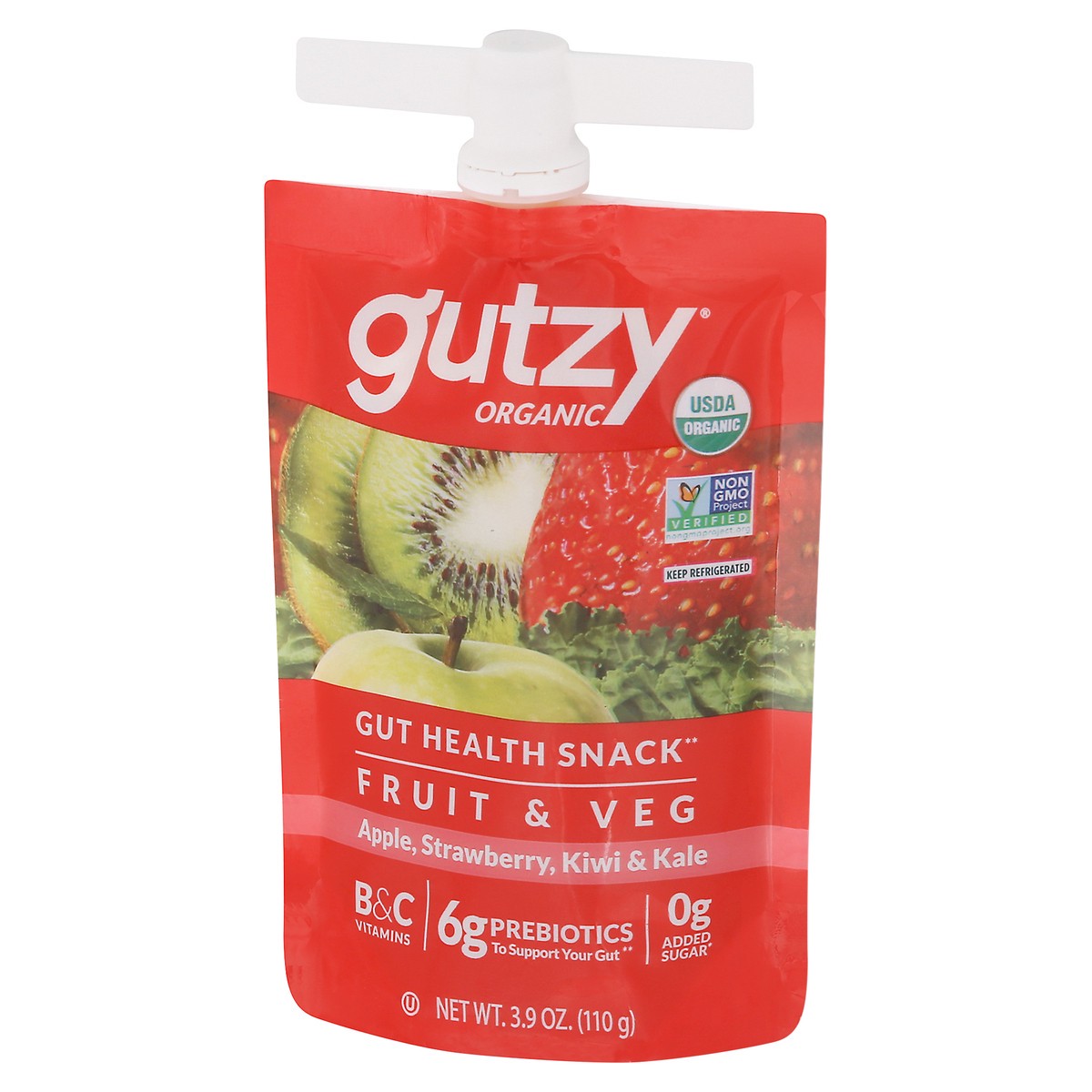 Gutzy Organic Prebiotic Fiber Snack Apple, Strawberry, Kiwi and Kale, 3 ...