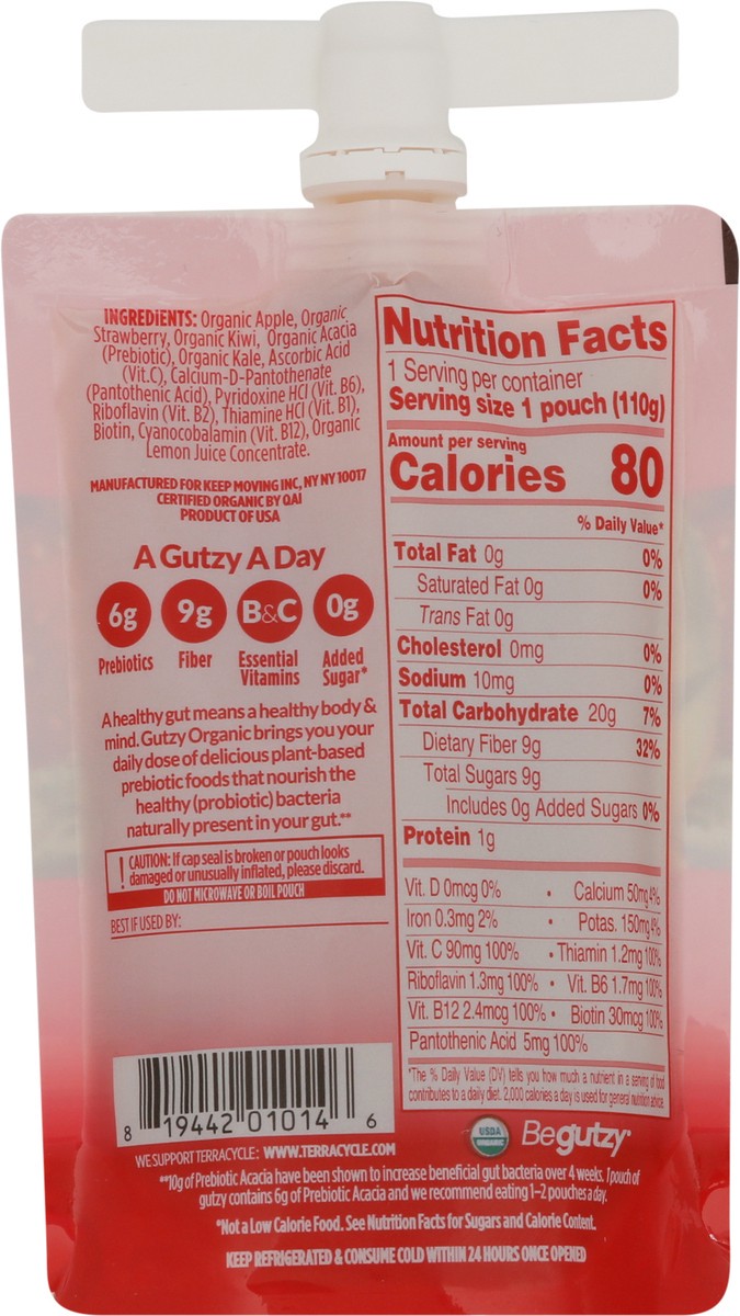 slide 5 of 9, Gutzy Organic Apple Strawberry Kiwi Kale Prebiotic Gut Health Snack 3.9 oz, 3.9 oz