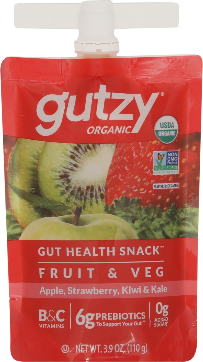 Gutzy Organic Prebiotic Fiber Snack Apple, Strawberry, Kiwi and Kale, 3 ...